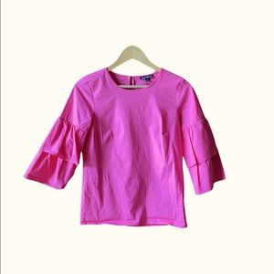 J. Crew Mercantile Pink Top with Ruffle Sleeves